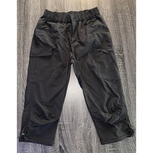 Gymbrave  Black Cargo Capri Pants Nylon Spandex Hiking‎ Techwear Cropped S